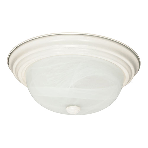 Satco 60-6004, 2 Light, 11" Flush Mount Light Fixture, 60W, 120V, Medium Base, Alabaster Glass, Textured White Finish