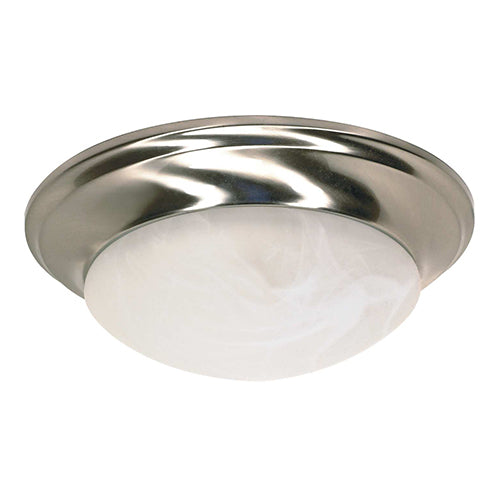 Satco 60-6009, 1 Light, 12" Flush Mount Twist and Lock Light Fixture, 60W, 120V, Medium Base, Alabaster Glass, Brushed Nickel Finish