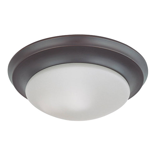 Satco 60-6013, 1 Light, 12" Flush Mount Twist and Lock Light Fixture, 60W, 120V, Medium Base, Frosted White Glass, Mahogany Bronze Finish