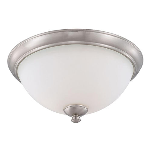 Satco 60-6014, Patton 3-Light Flush Fixture with Frosted Glass, 60W, 120V, Brushed Nickel Finish