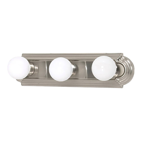 Satco 60-6072, 3 Light, 18" Vanity Light Fixture, 100W, 120V, Medium Base, Racetrack Style, Brushed Nickel Finish