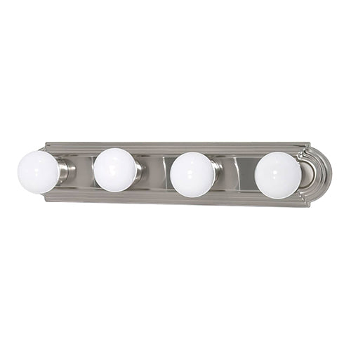Satco 60-6073, 4 Light, 24" Vanity Light Fixture, 100W, 120V, Medium Base, Racetrack Style, Brushed Nickel Finish