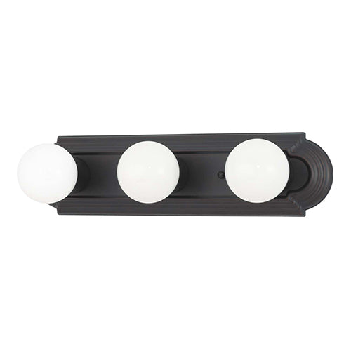 Satco 60-6080, 3 Light, 18" Vanity Light Fixture, 100W, 120V, Medium Base, Racetrack Style, Mahogany Bronze Finish