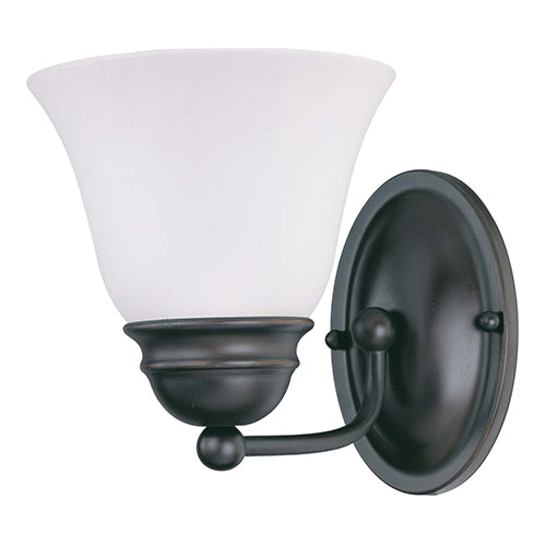 Satco 60-6085, Empire, 1 Light, 7" Vanity Light Fixture, 100W, 120V, Medium Base, Frosted White Glass, Mahogany Bronze Finish