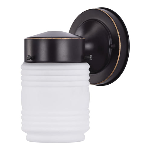 Satco 60-6110, 1 Light, 6" Porch Wall Lighting Fixture, 60W, 120V, Medium Base, Frosted Glass, Mahogany Bronze Finish