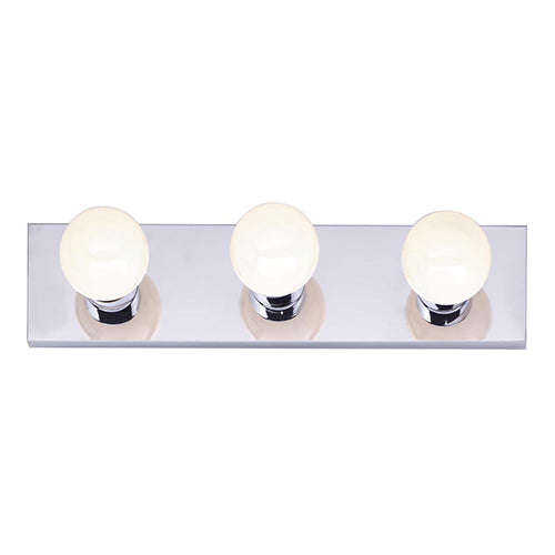 Satco 60-6112, 3 Light, 18" Vanity Strip Lighting Fixture, 100W, 120V, Medium Base, Polished Chrome Finish