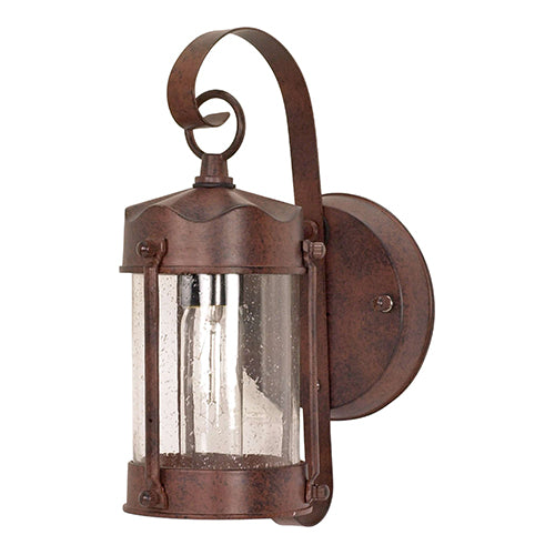 Satco 60-634, 1 Light, 11" Small Outdoor Piper Lantern Lighting Fixture, 60W, 120V, Medium Base, Clear Seed Glass, Replaceable Light Source, Old Bronze Finish