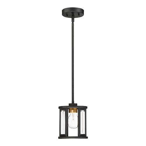 Satco 60-6412, Payne, 1 Light, Mini Pendant Lighting Fixture, 60W, 120V, Medium Base, Clear Beveled Glass, Midnight Bronze Finish