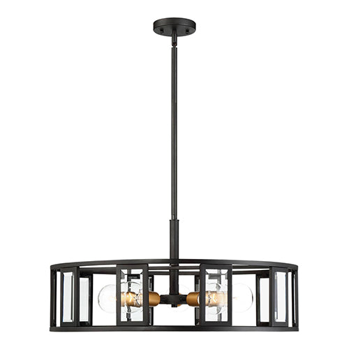 Satco 60-6416, Payne, 5 Light, Pendant Lighting Fixture, 60W, 120V, Medium Base, Clear Beveled Glass, Midnight Bronze Finish