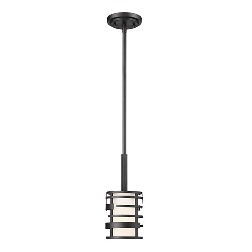 Satco 60-6432, Lansing, 1 Light, Mini Pendant Lighting Fixture, 100W, 120V, Medium Base, Etched Opal Glass, Midnight Bronze Finish