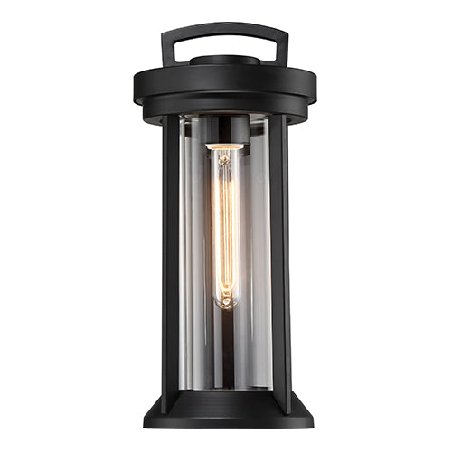 Satco 60-6502, Huron, 1 Light, Small Lantern, 60W, 120V, Medium Base, Clear Glass, Aged Bronze Finish