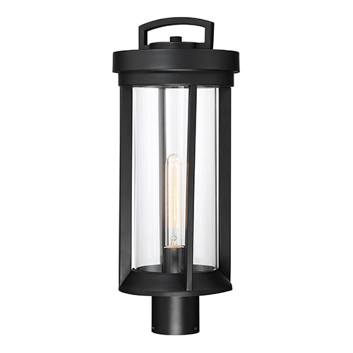 Satco 60-6503, Huron, 1 Light, Post Lantern, 60W, 120V, Medium Base, Clear Glass, Aged Bronze Finish