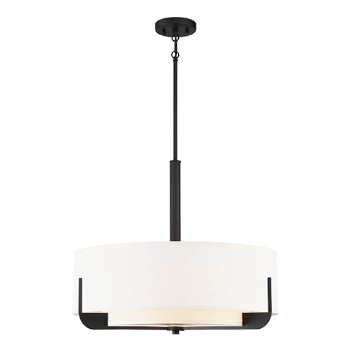 Satco 60-6544, Frankie, 4 Light, 24" Pendant Lighting Fixture, 100W, 120V, Medium Base, White Glass, Aged Bronze Finish