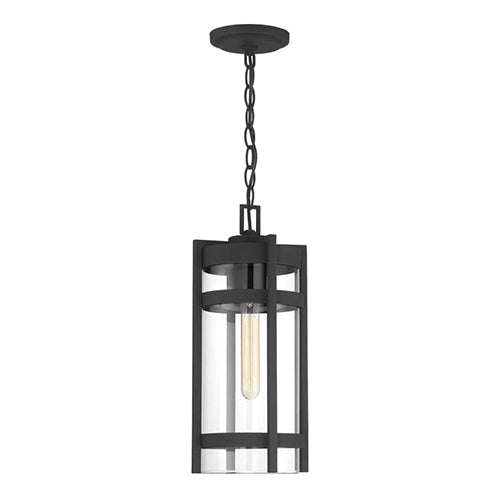 Satco 60-6574, Tofino, 1 Light, Hanging Lantern, 60W, 120V, Medium Base, Clear Glass, Textured Black Finish