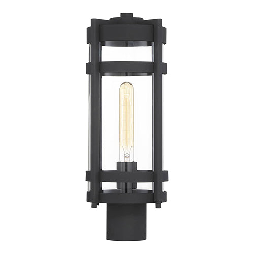 Satco 60-6575, Tofino, 1 Light, Post Lantern, 60W, 120V, Medium Base, Clear Glass, Textured Black Finish