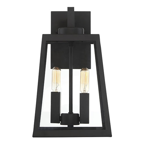 Satco 60-6582, Halifax, 2 Light, Medium Lantern, 60W, 120V, Candelabra Base, Clear Glass, Matte Black Finish