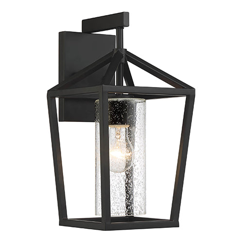 Satco 60-6592, Hopewell, 1 Light, Medium Lantern, 60W, 120V, Medium Base, Clear Seeded Glass, Matte Black Finish