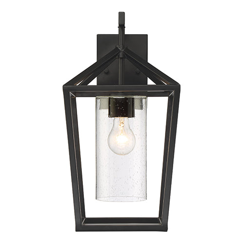 Satco 60-6593, Hopewell, 1 Light, Large Lantern, 60W, 120V, Medium Base, Clear Seeded Glass, Matte Black Finish