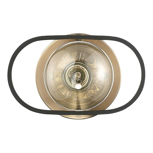 Satco 60-6651, Chassis, 1 Light, Wall Sconce Lighting Fixture, 60W, 120V, Medium Base, Copper Brushed Brass / Matte Black Finish