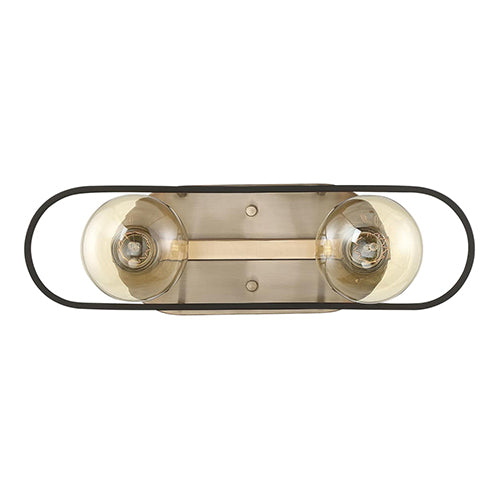 Satco 60-6652, Chassis, 2 Light, Vanity Lighting Fixture, 60W, 120V, Medium Base, Copper Brushed Brass / Matte Black Finish