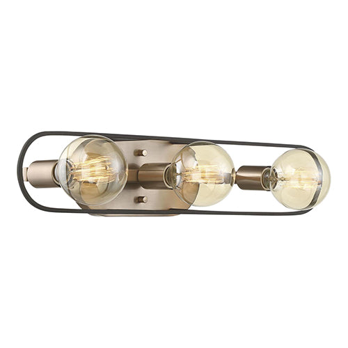 Satco 60-6654, Chassis, 4 Light, Vanity Lighting Fixture, 60W, 120V, Medium Base, Copper Brushed Brass / Matte Black Finish