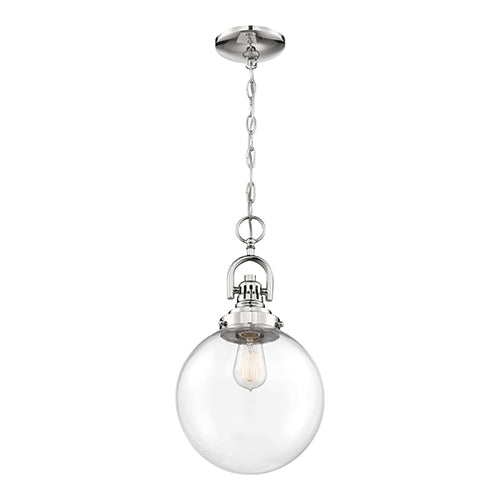 Satco 60-6672, Skyloft, 1 Light, Pendant Lighting Fixture, 100W, 120V, Medium Base, Clear Glass, Polished Nickel Finish