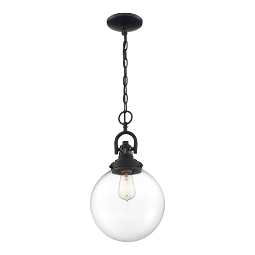 Satco 60-6673, Skyloft, 1 Light, Pendant Lighting Fixture, 100W, 120V, Medium Base, Clear Glass, Aged Bronze Finish