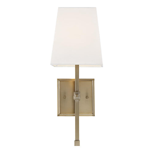 Satco 60-6707, Highline, 1 Light, Vanity Light Fixture, 60W, 120V, Candelabra Base, White Linen Shade, Burnished Brass Finish