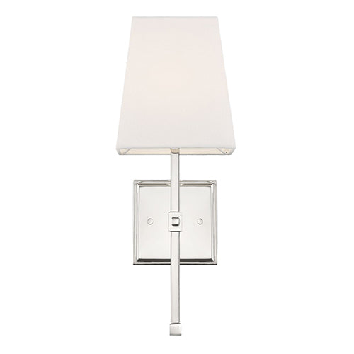 Satco 60-6708, Highline, 1 Light, Vanity Light Fixture, 60W, 120V, Candelabra Base, White Linen Shade, Polished Nickel Finish