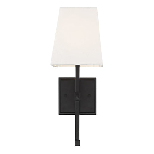Satco 60-6709, Highline, 1 Light, Vanity Light Fixture, 60W, 120V, Candelabra Base, White Linen Shade, Aged Bronze Finish