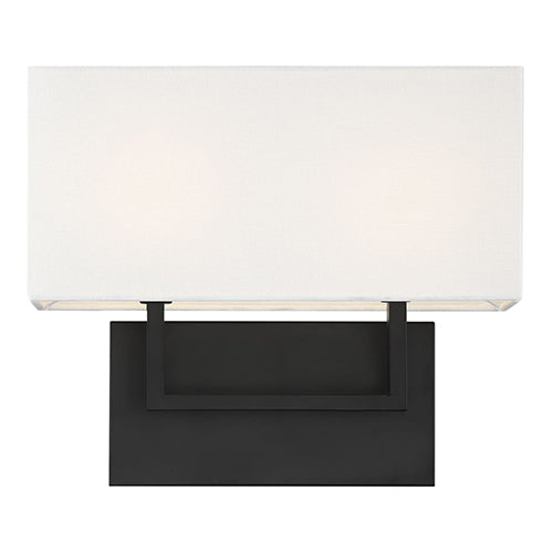 Satco 60-6719, Tribeca, 2 Light, Vanity Light Fixture, 60W, 120V, Candelabra Base, White Linen Shade, Aged Bronze Finish