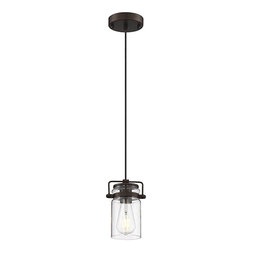 Satco 60-6731, Antebellum, 1 Light, Mini Pendant Lighting Fixture, 60W, 120V, Medium Base, Clear Glass, Mahogany Bronze Finish