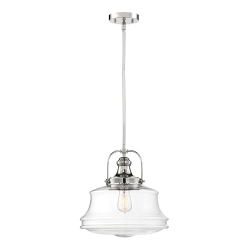 Satco 60-6758, Basel, 1 Light, Pendant Lighting Fixture, 100W, 120V, Medium Base, Clear Glass, Polished Nickel Finish