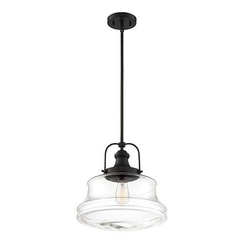 Satco 60-6759, Basel, 1 Light, Pendant Lighting Fixture, 100W, 120V, Medium Base, Clear Glass, Aged Bronze Finish