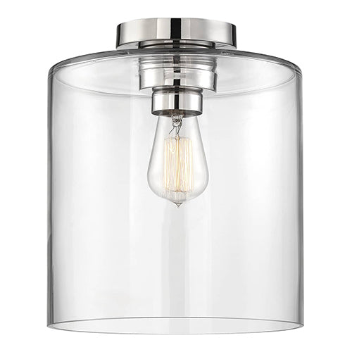 Satco 60-6778, Chantecleer, 1 Light, Semi-Flush Lighting Fixture, 100W, 120V, Medium Base, Clear Glass, Polished Nickel Finish