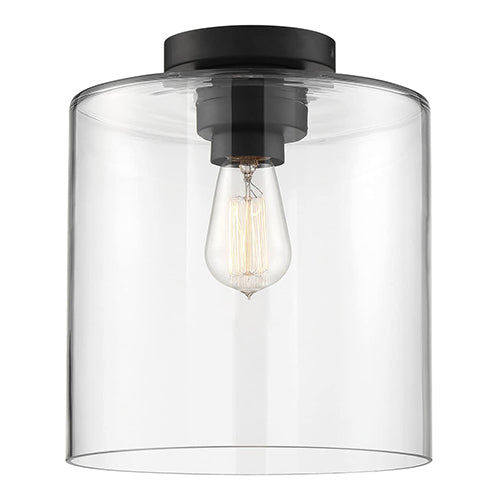 Satco 60-6779, Chantecleer, 1 Light, Semi-Flush Lighting Fixture, 100W, 120V, Medium Base, Clear Glass, Matte Black Finish