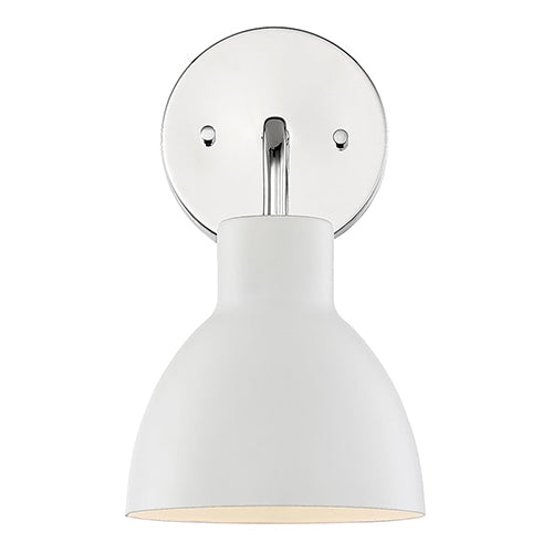 Satco 60-6781, Sloan, 1 Light, Vanity Light Fixture, 100W, 120V, Medium Base, Matte White Shade, Polished Nickel Finish