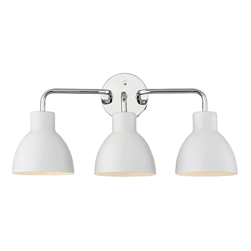 Satco 60-6783, Sloan, 3 Light, Vanity Light Fixture, 100W, 120V, Medium Base, Matte White Shade, Polished Nickel Finish