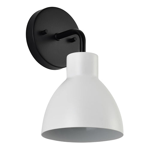 Satco 60-6784, Sloan, 1 Light, Vanity Light Fixture, 100W, 120V, Medium Base, White Shade, Matte Black Finish