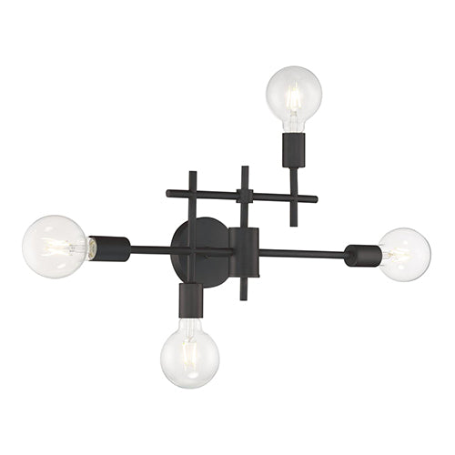 Satco 60-6861, Delphi, 4 Light, Vanity Light Fixture, 60W, 120V, Medium Base, Black Finish