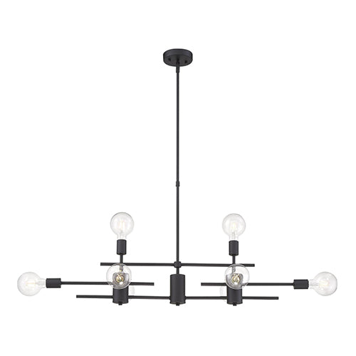 Satco 60-6862, Delphi, 8 Light, Island Pendant Light Fixture, 60W, 120V, Medium Base, Black Finish