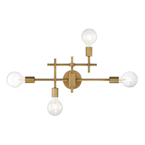 Satco 60-6871, Delphi, 4 Light, Vanity Light Fixture, 60W, 120V, Medium Base, Aged Gold Finish