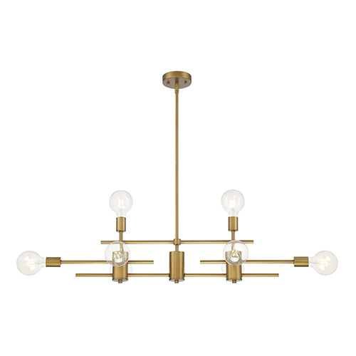 Satco 60-6872, Delphi, 8 Light, Island Pendant Light Fixture, 60W, 120V, Medium Base, Aged Gold Finish