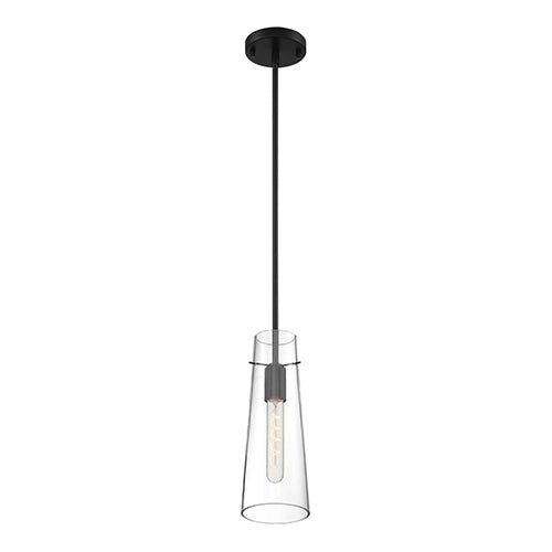 Satco 60-6880, Alondra, 1 Light, Mini Pendant Lighting Fixture, 60W, 120V, Medium Base, Clear Glass, Black Finish