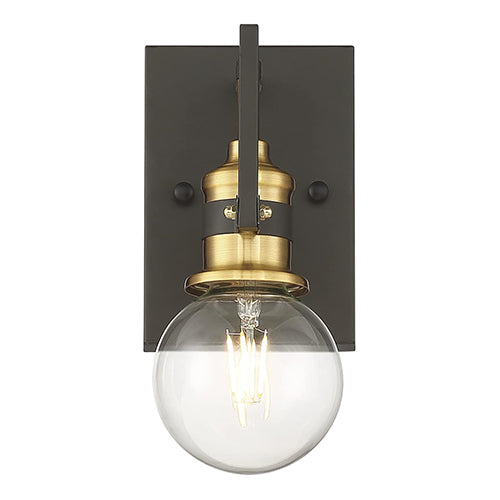Satco 60-6971, Intention, 1 Light, Vanity Light Fixture, 60W, 120V, Medium Base, Warm Brass and Black Finish