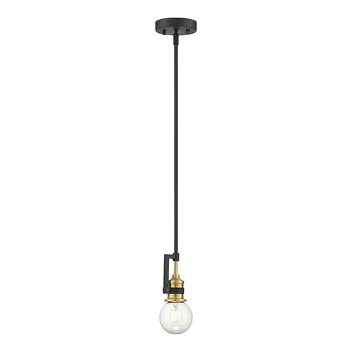 Satco 60-6975, Intention, 1 Light, Mini Pendant Lighting Fixture, 60W, 120V, Medium Base, Warm Brass and Black Finish
