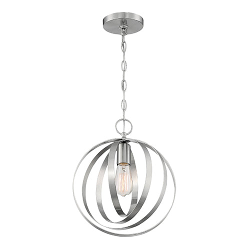 Satco 60-7046, Pendleton, 1 Light, Pendant Fixture, 100W, 120V, Medium Base, Brushed Nickel Finish