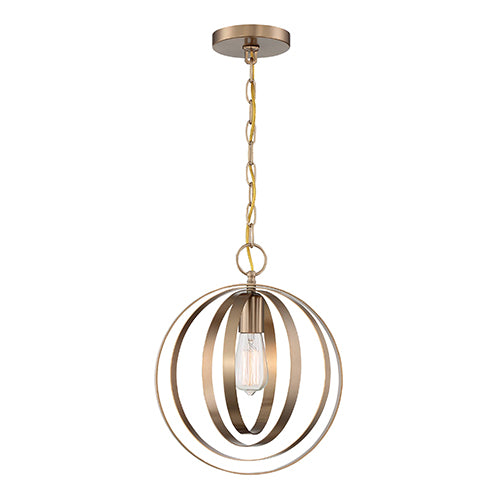 Satco 60-7056, Pendleton, 1 Light, Pendant Fixture, 100W, 120V, Medium Base, Burnished Brass Finish