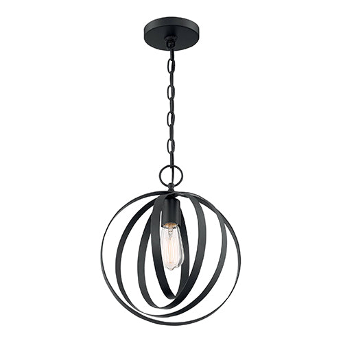 Satco 60-7066, Pendleton, 1 Light, Pendant Fixture, 100W, 120V, Medium Base, Matte Black Finish