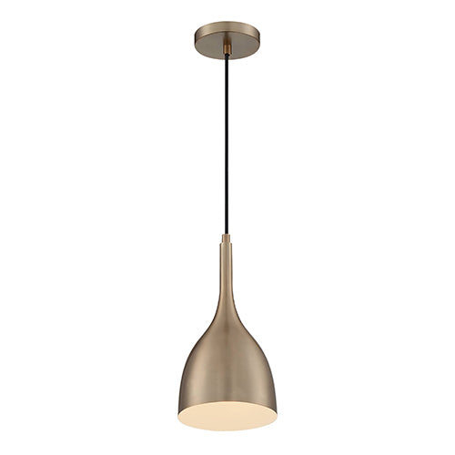Satco 60-7076, Bellcap, 1 Light, Small Pendant Fixture, 60W, 120V, Medium Base, Burnished Brass Finish
